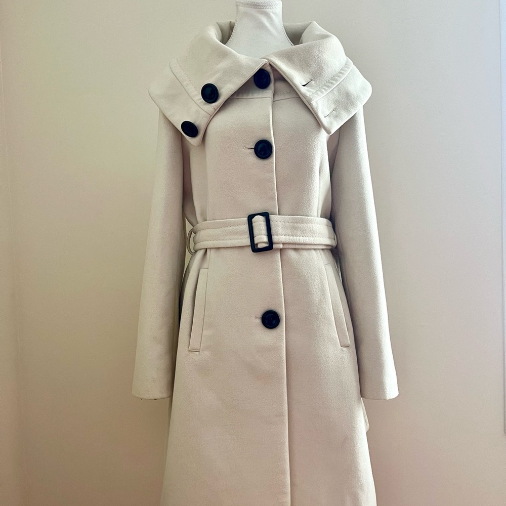 Jessica Cream Trench Coat with Black Buttons